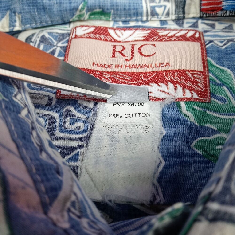 RJC Hawaiian Shirt Reverse Print Made in Hawaii Men's Large Aloha Fish Vintage - Picture 11 of 12